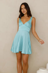 Dance Session Satin Mini Dress Aqua